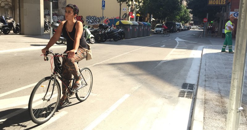 Girona. Bicicletes. Tram on es farà el carril bici des de la travessia del Carril fins al carrer Nou, passant pel carrer Santa Eugènia